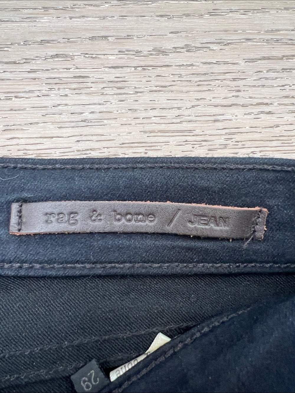 Rag & Bone Midnight Indigo Blue Skinny Jeans Size 29 with Black Leather Piping - Picture 5 of 7